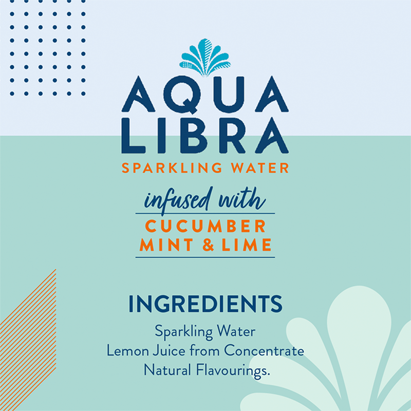 Aqua Libra Cucumber, Mint & Lime Sparkling Water, 4 x 330ml