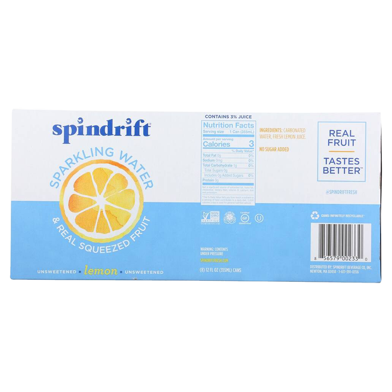 Spindrift Lemon Sparkling Water 8pk 12oz can