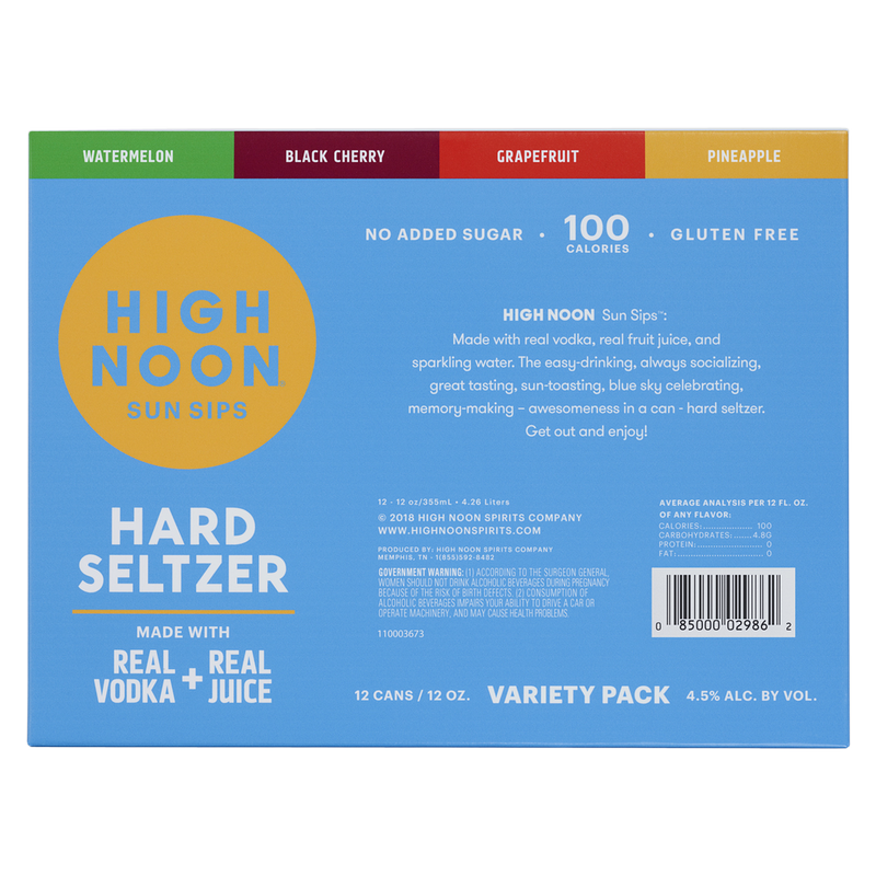 High Noon Vodka Hard Seltzer Variety 12pk 12oz Can 4.5% ABV
