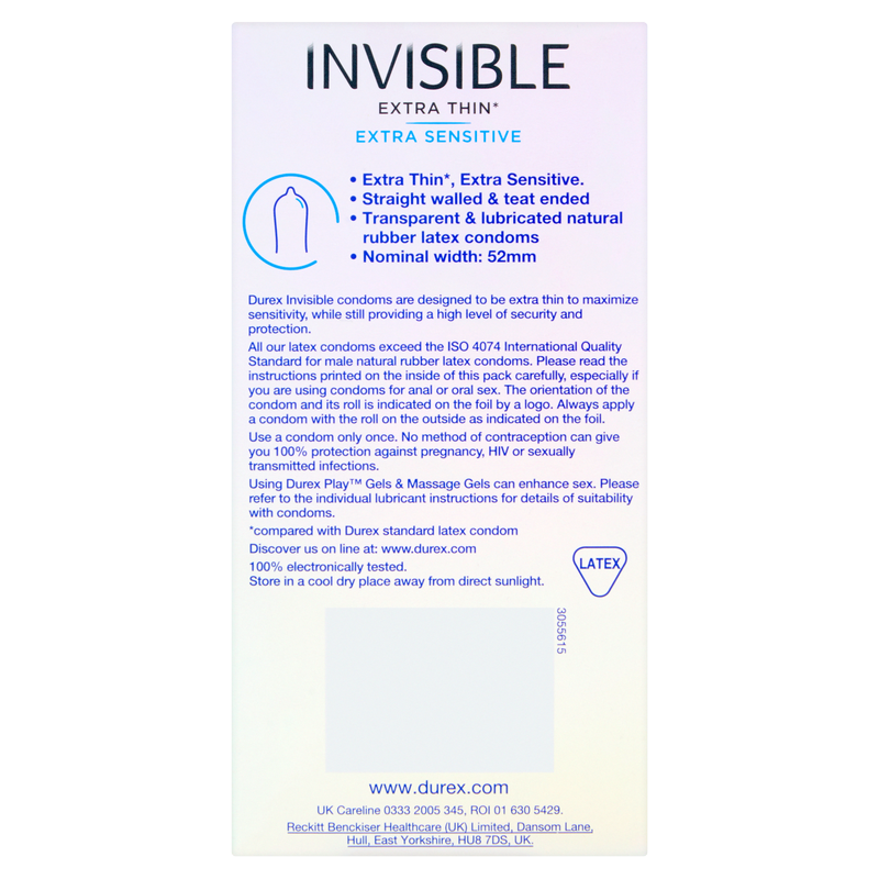 Durex Invisible Condoms, 6pcs