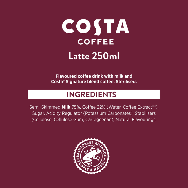 Costa Coffee Latte, 250ml