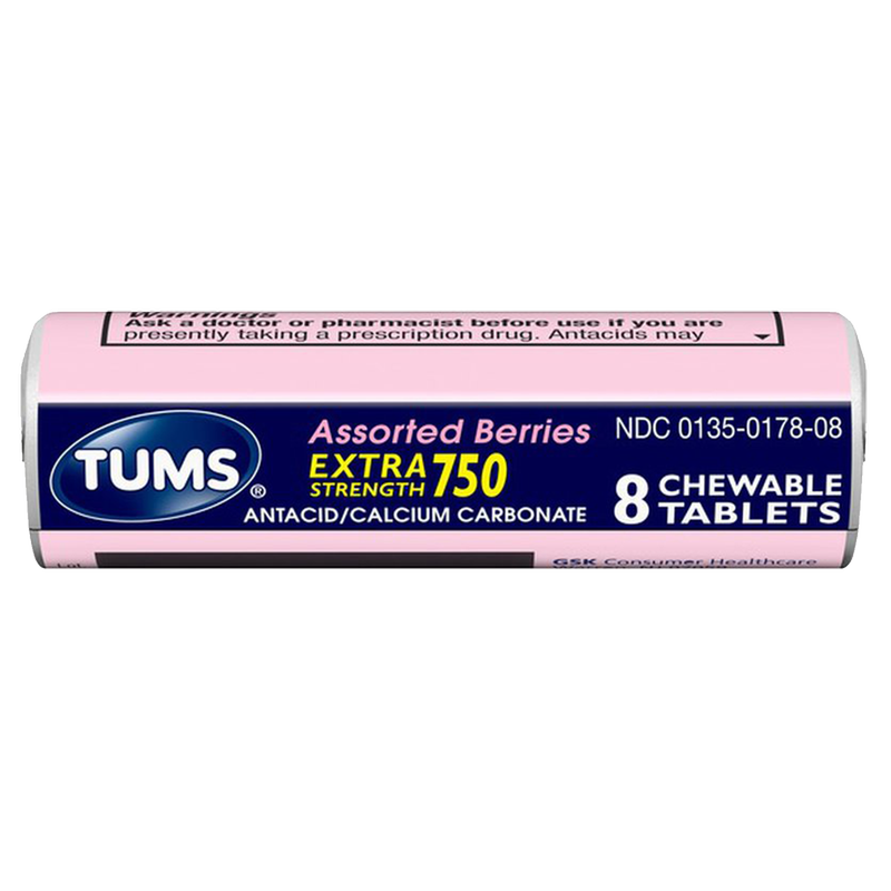 Tums Antacid Extra Strength Fruit Chewable Tablets 8ct