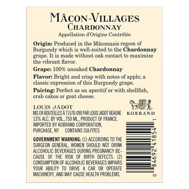 Louis Jadot Macon Village Chardonnay 750ml 13% ABV