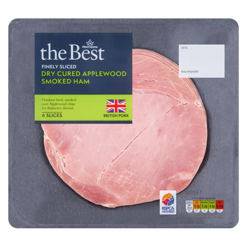 Morrisons The Best Finely Sliced Dry Cured Applewood Smoked Ham, 100g