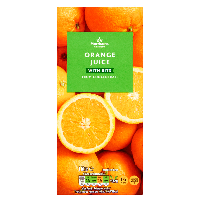 Morrisons Orange Juice with Bits from Concentrate, 1L