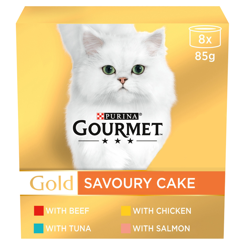 Gourmet Gold Cat Food Savoury Cake Meat & Fish, 8 x 85g