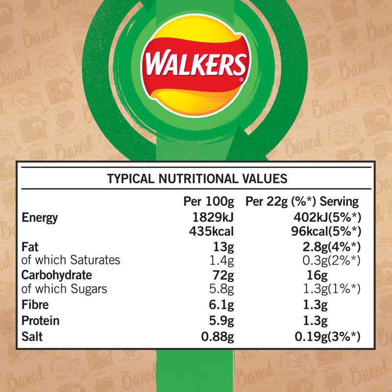 Walkers Oven Baked Salt & Vinegar, 6 x 22g