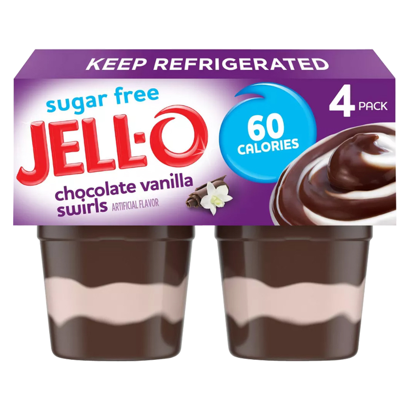 Jell-O Chocolate Vanilla Swirls Sugar Free Pudding Cups - 4ct/14.5oz