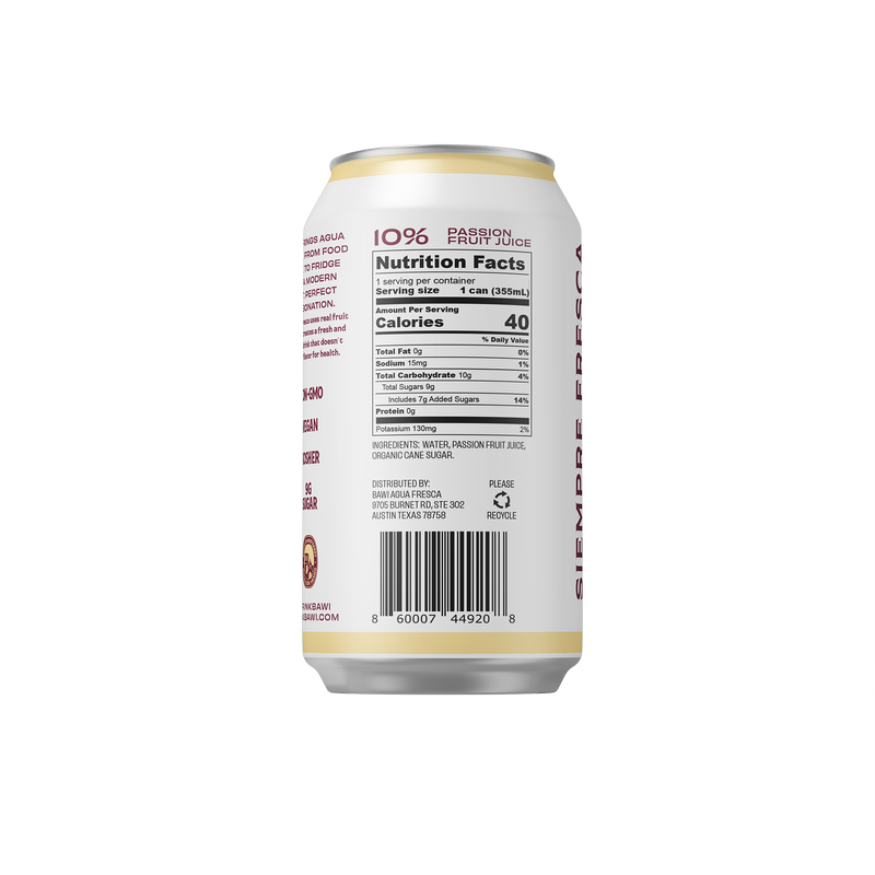 Bawi Passionfruit Agua Fresca 12oz Can
