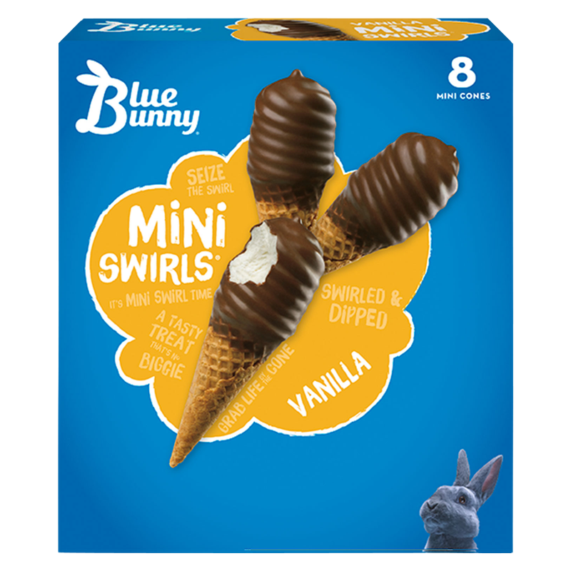 Blue Bunny Vanilla Mini Swirls Dipped Cones 8ct