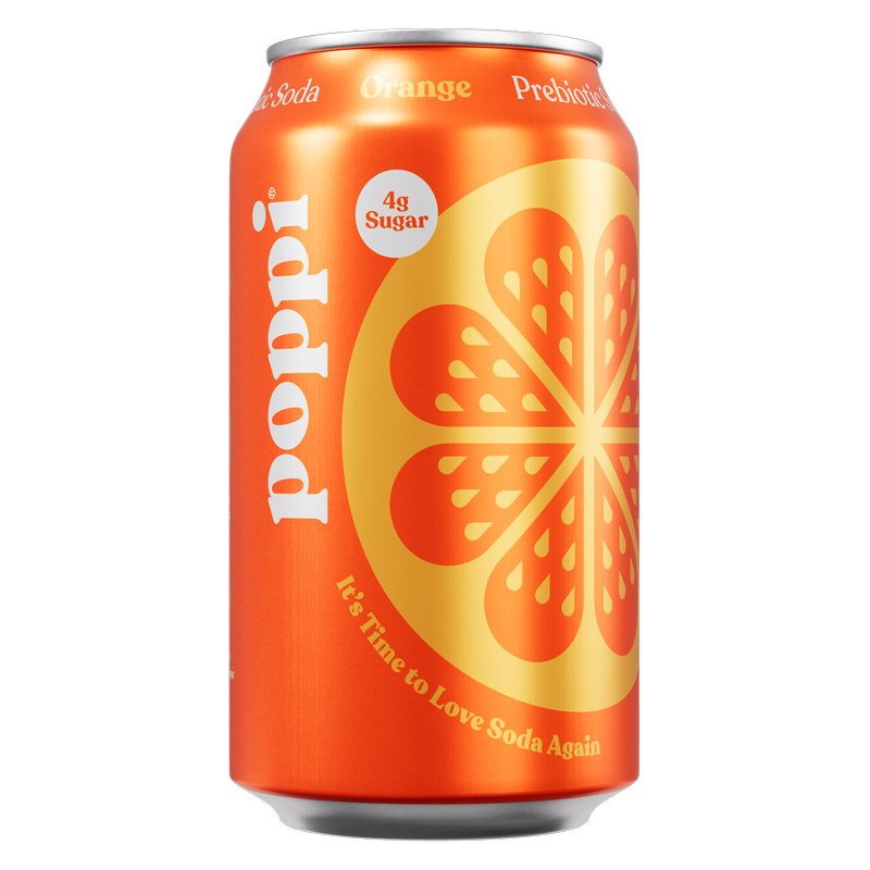 Poppi Prebiotic Soda Orange 4pk 12oz Can- XL