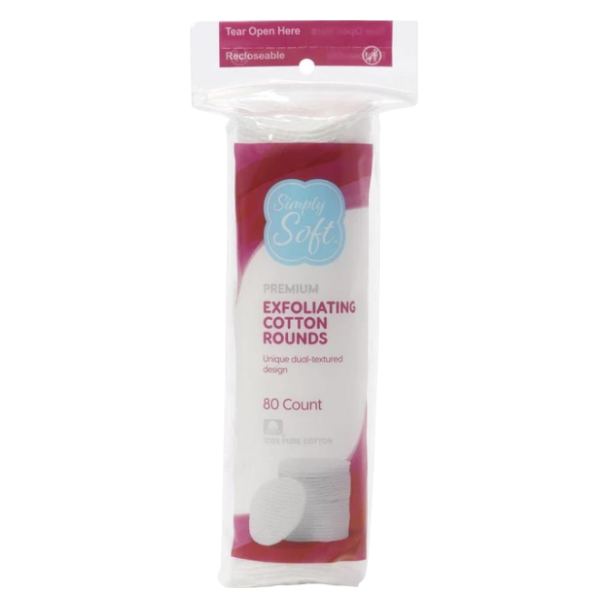 Simply Soft Exfoliating Cotton Rounds, 80ct