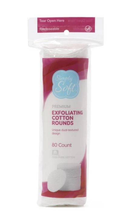 Simply Soft Exfoliating Cotton Rounds, 80ct