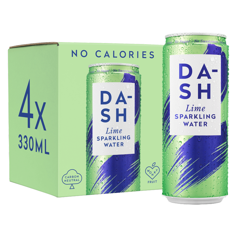 Dash Sparkling Lime Water, 4 x 330ml