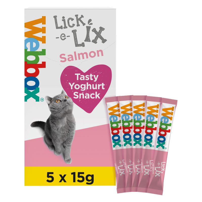 Webbox Lick-E-Lix Salmon Yoghurty Cat Treat, 5 x 15g