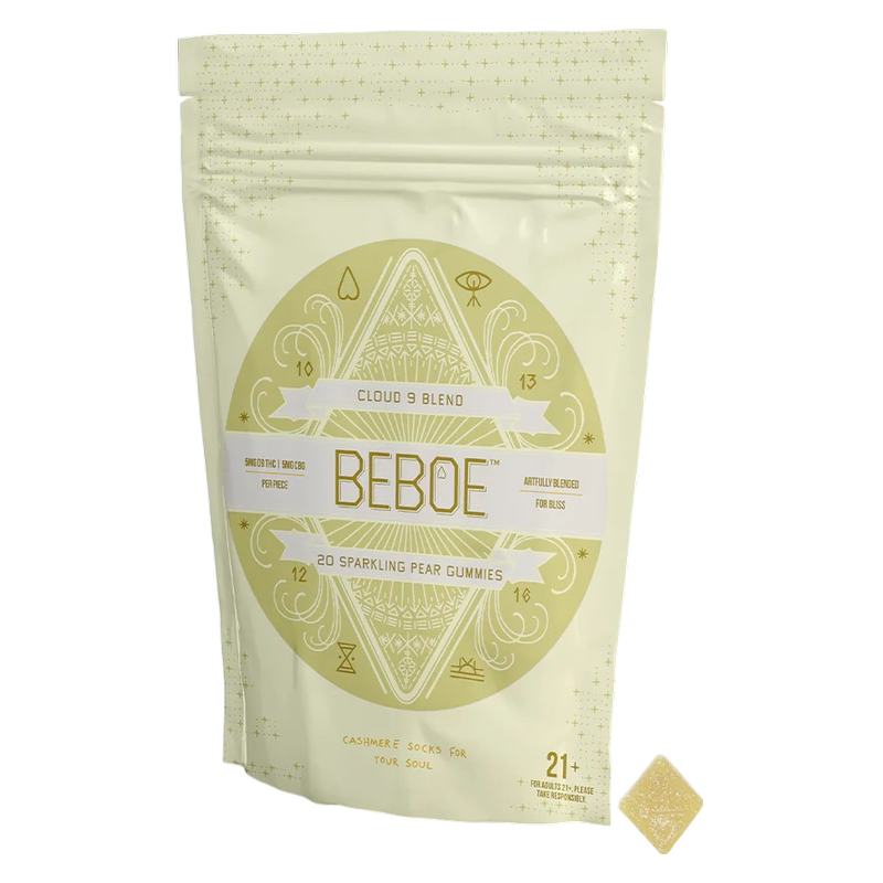 Beboe Cloud 9 Sparkling Pear Gummies, 5mg D9 THC, 5mg CBG, 20ct
