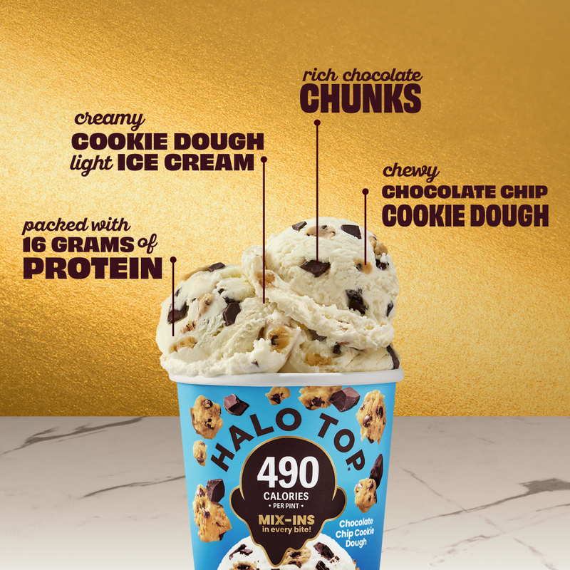 Halo Top Mix Ins Chocolate Chip Cookie Dough Light Pint, 16oz