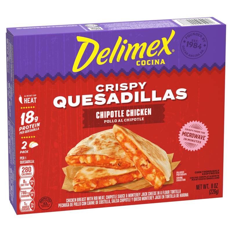 Delimex Chipotle Chicken Crispy Quesadillas, 8oz. 