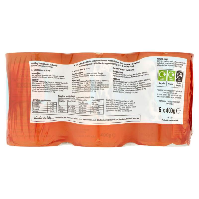 Morrisons Dog Food Meat Chunks In Gravy, 6 x 400g