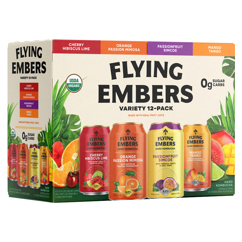 Flying Embers Variety Pack Hard Kombucha 12pk 12oz Can
