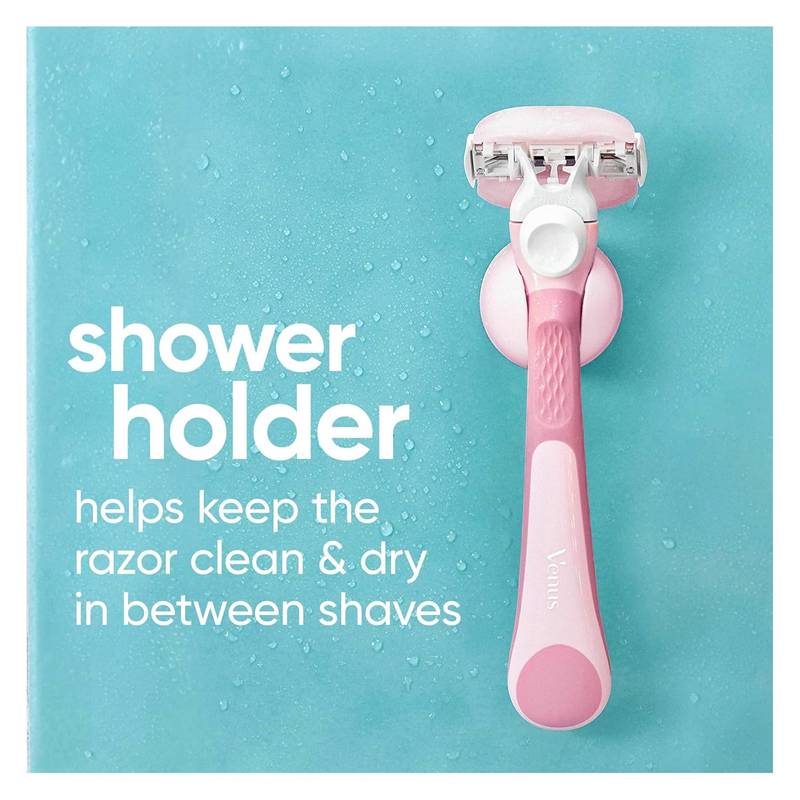 Venus Comfortglide Women's Razor White Tea Scented with Reusable Razor Handle, 1 Razor Blade Refill and Shower Holder