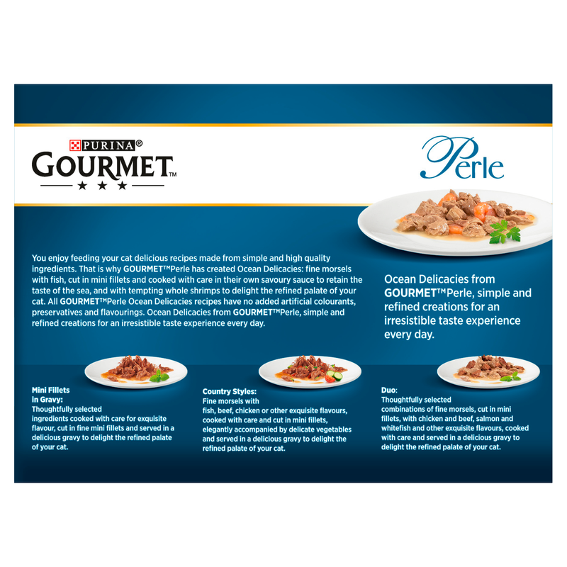 Gourmet Perle Cat Food Pouches Ocean Delicacies, 12 x 85g