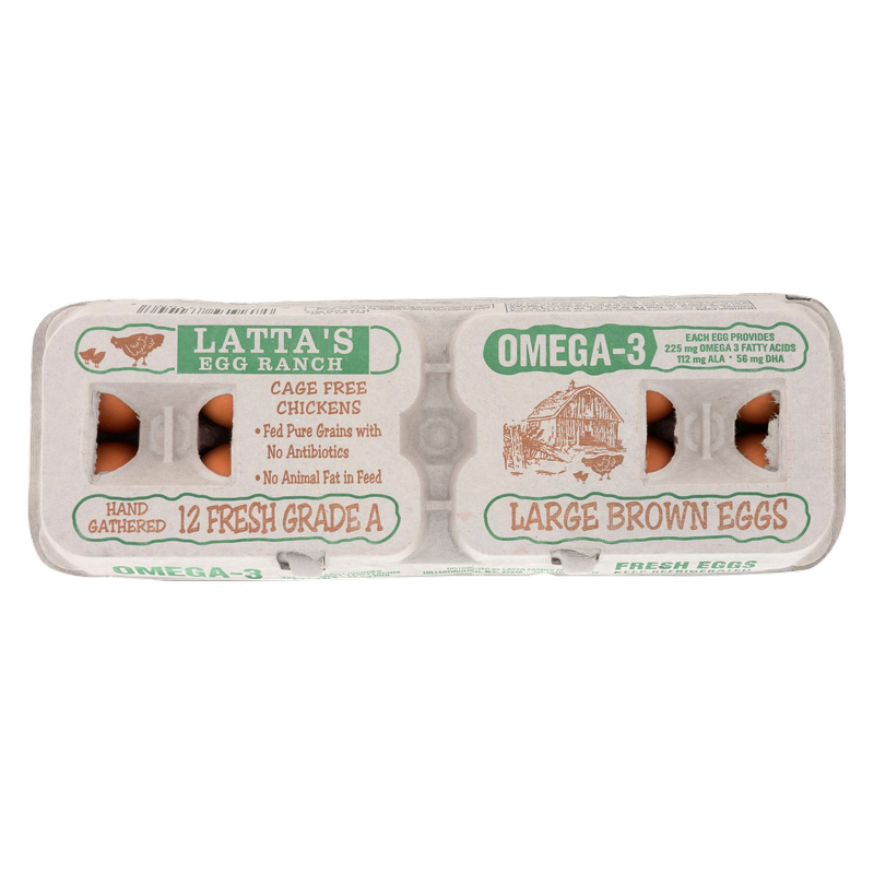 Latta Egg Ranch Cage Free Omega 3 Large Brown Eggs - 12ct 