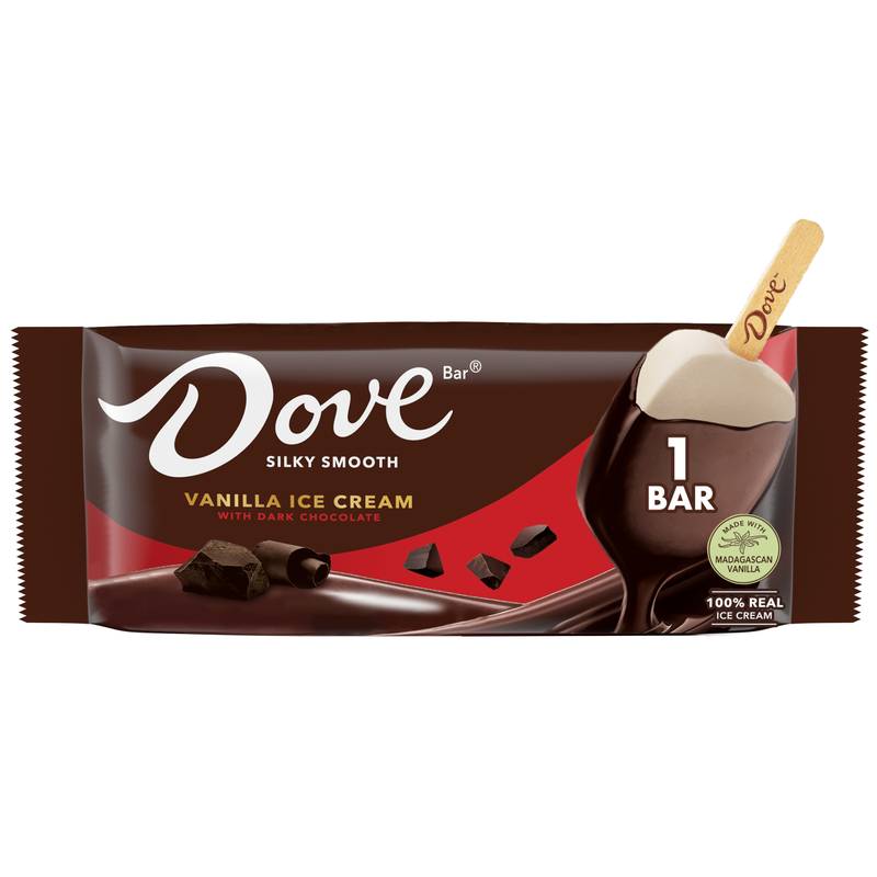 DOVE Vanilla Ice Cream Bar Coated With Dark Chocolate, 2.89 Oz 