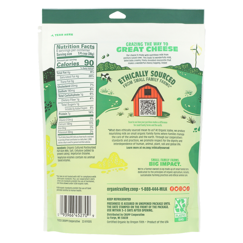 Organic Valley Mozzarella Finely Shredded Cheese - 6oz