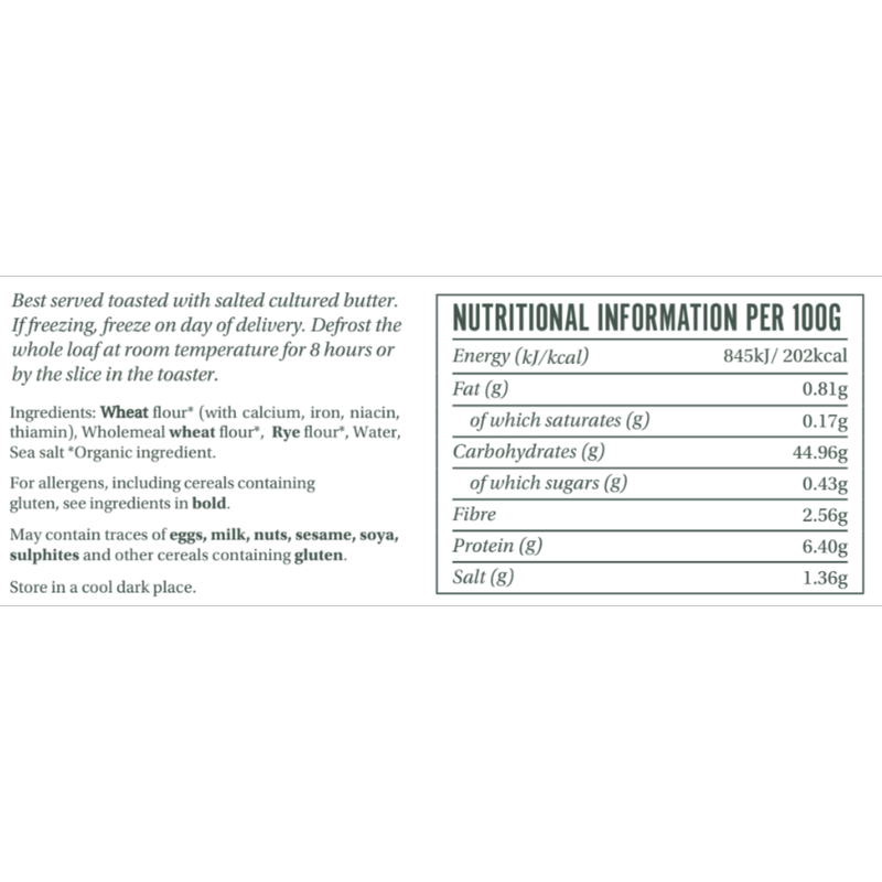 Seven Seeded Organic Sliced Hertfordshire Brown Sourdough, 500g