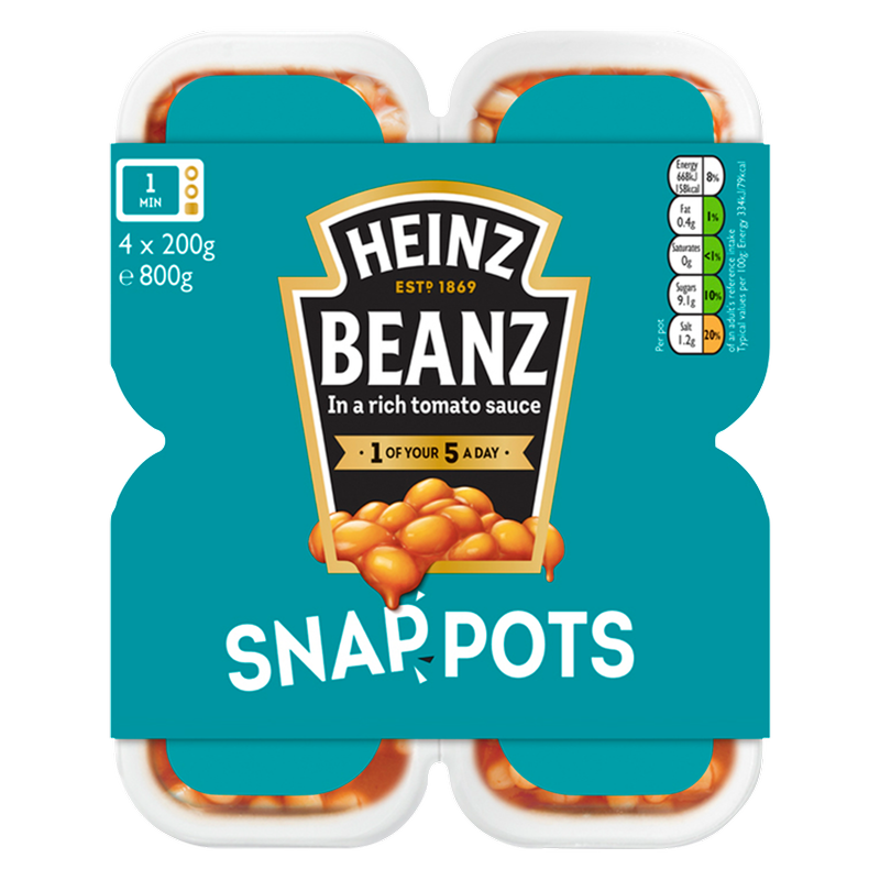 Heinz Beanz Snap Pots, 4 x 200g