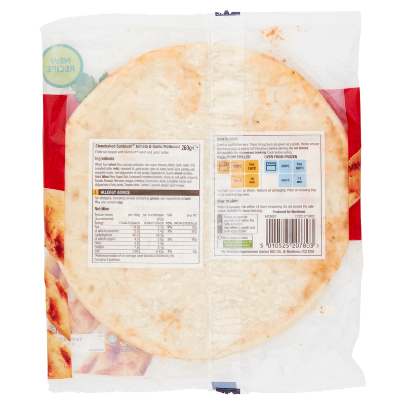 Morrisons Sunblush Tomato & Garlic Flatbread, 260g