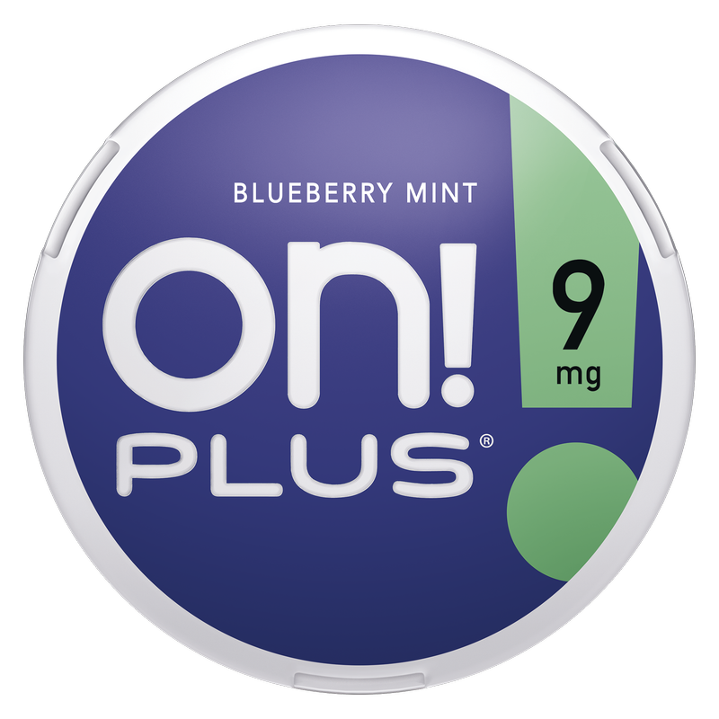 on! PLUS™Blueberry Mint Nicotine Pouch, 9mg