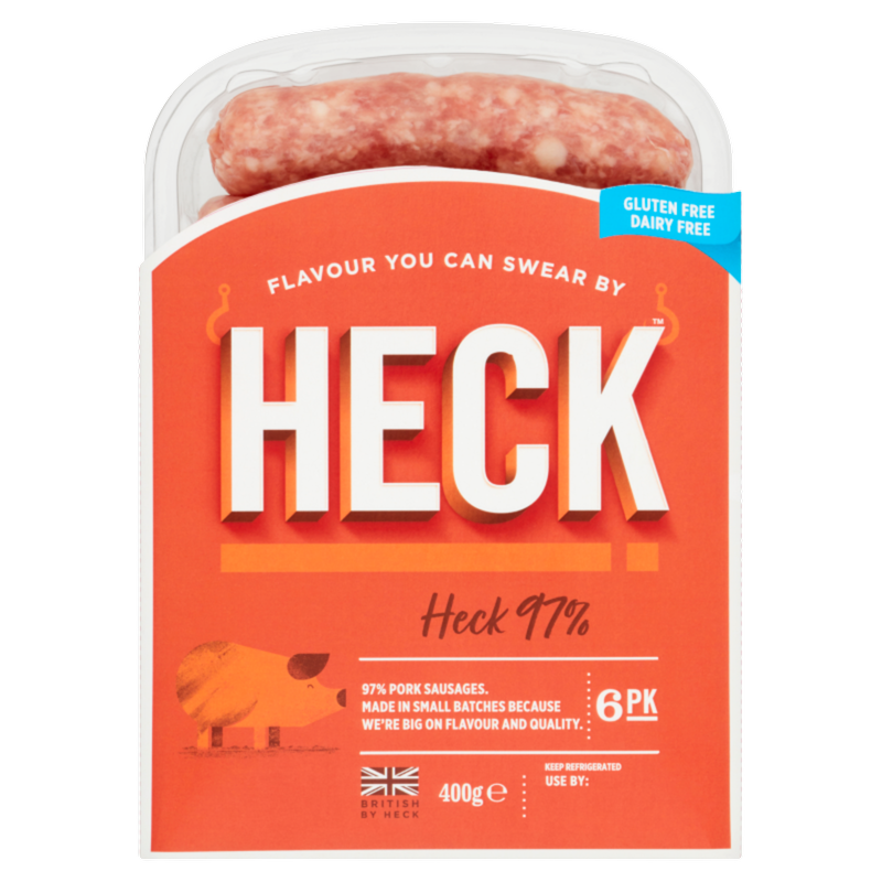 Heck 6 Sausages 97% Pork, 400g