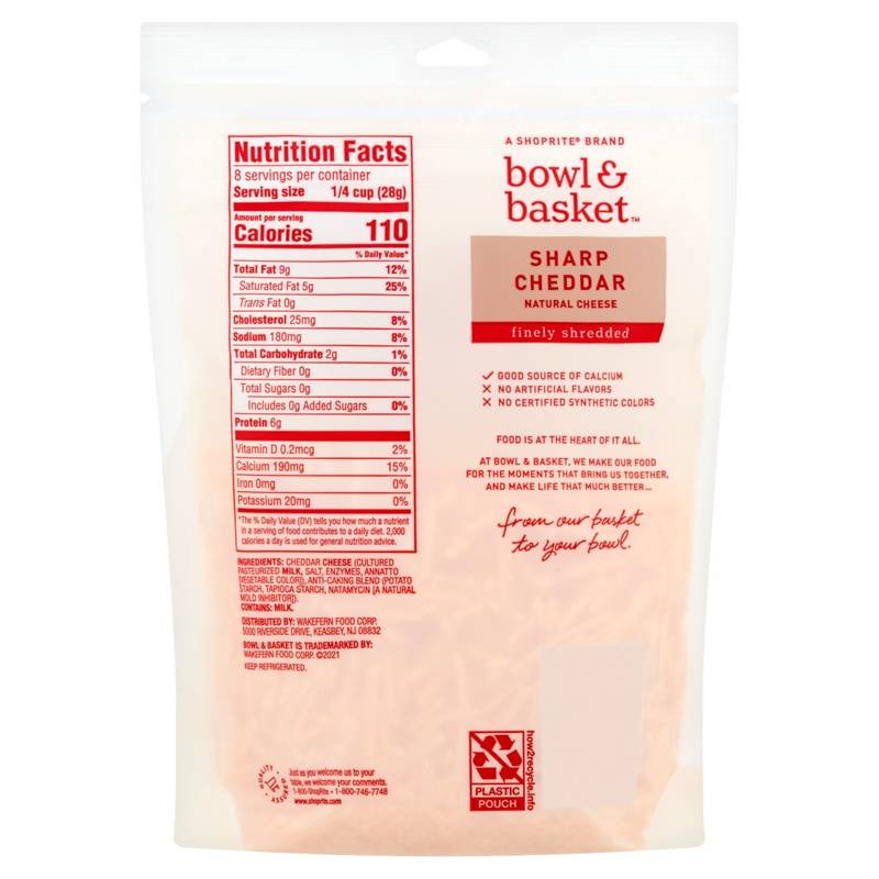Bowl & Basket Shredded Sharp Cheddar Cheese - 8oz