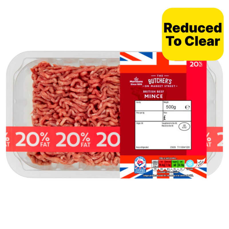 Reduced - Morrisons British 20% Beef Steak Mince, 500g
