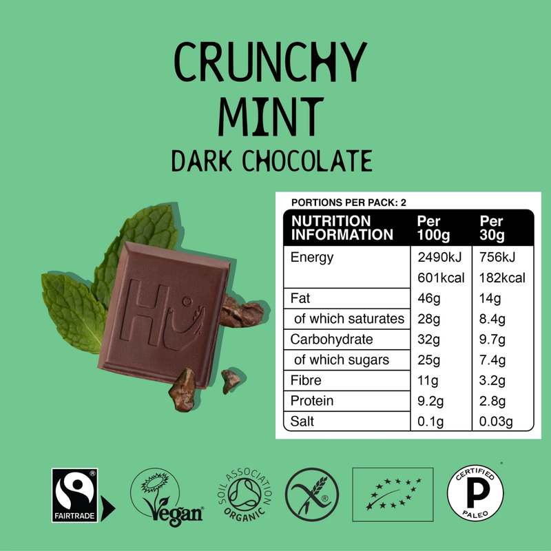 Hu Crunchy Mint Dark Chocolate Bar, 60g