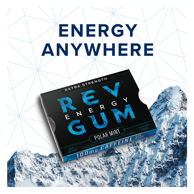 Rev Energy Polar Mint Extra Strength Gum 6ct