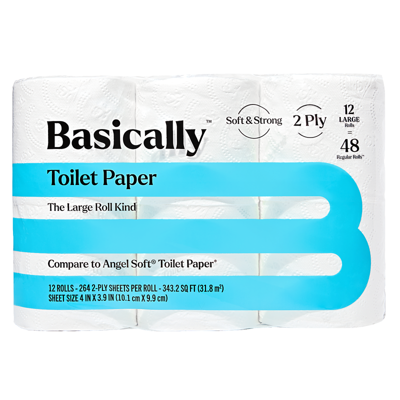 Basically 12ct Large Roll Soft Toilet Paper