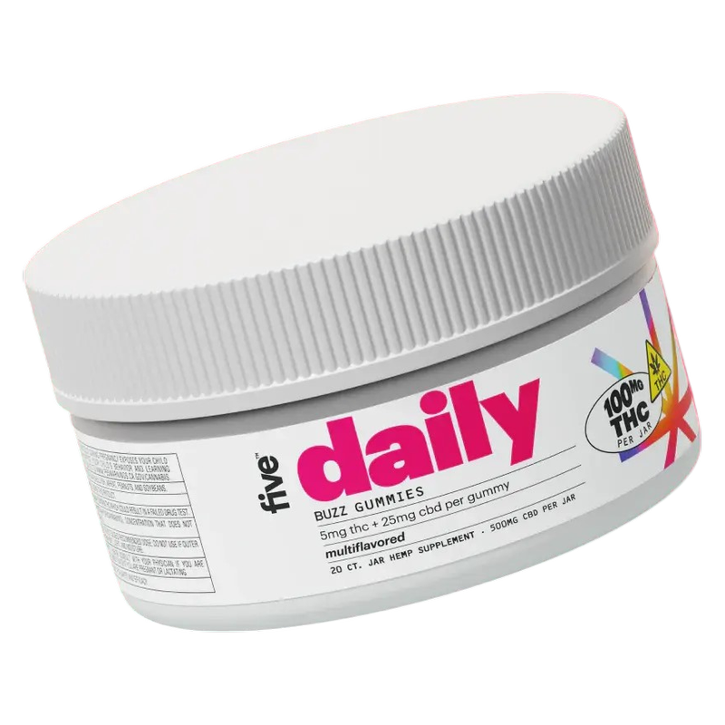 Five Daily Buzz Gummy, Multiflavored, 25mgCBD 5mgTHC, 60ct