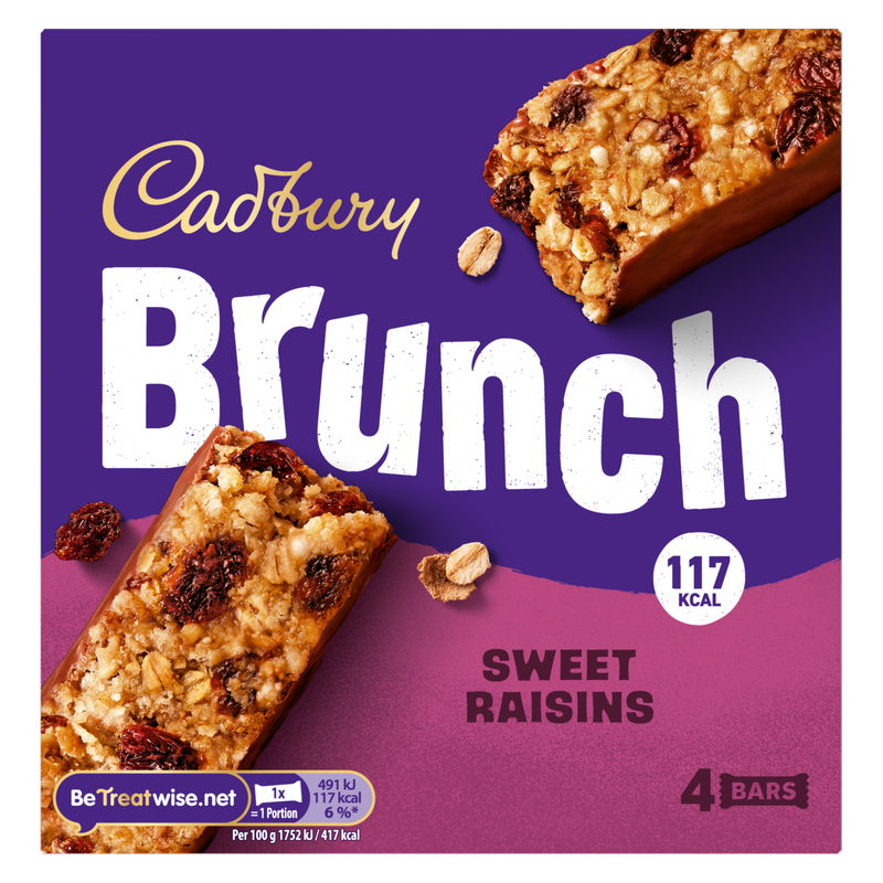 Cadbury Brunch Raisin Cereal Bars, 112g