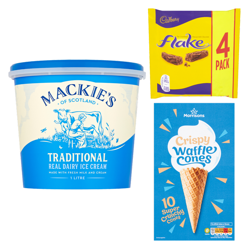 Mackie's Ice Cream, Waffle Cones & Flakes Bundle
