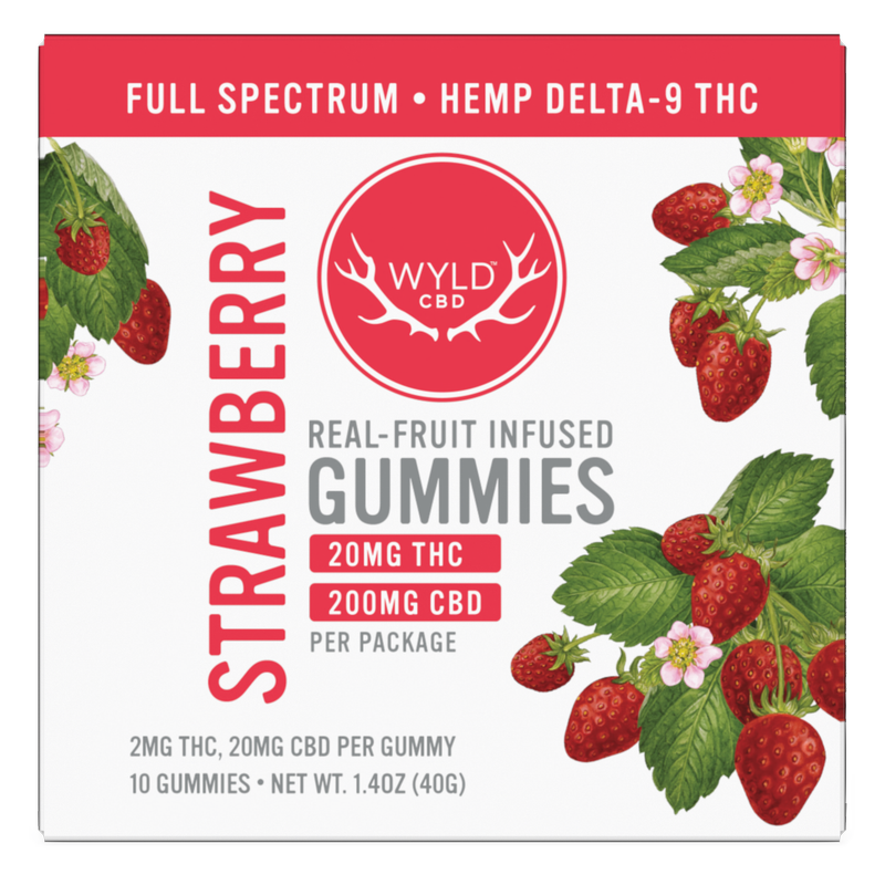 Wyld Strawberry 20mg CBD, 1mg THC Gummies, 10 Count