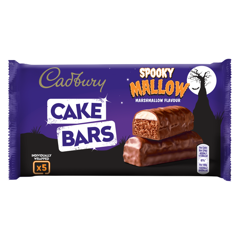 Cadbury Spooky Mallow Cake Bars, 5 x 24g