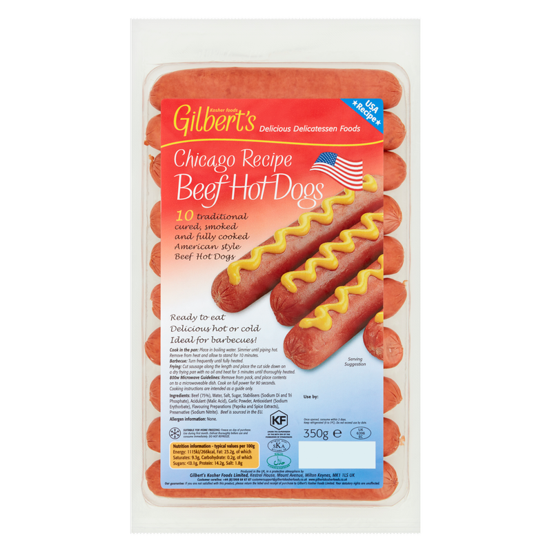 Gilbert's Kosher Foods American Hot Dog, 350g