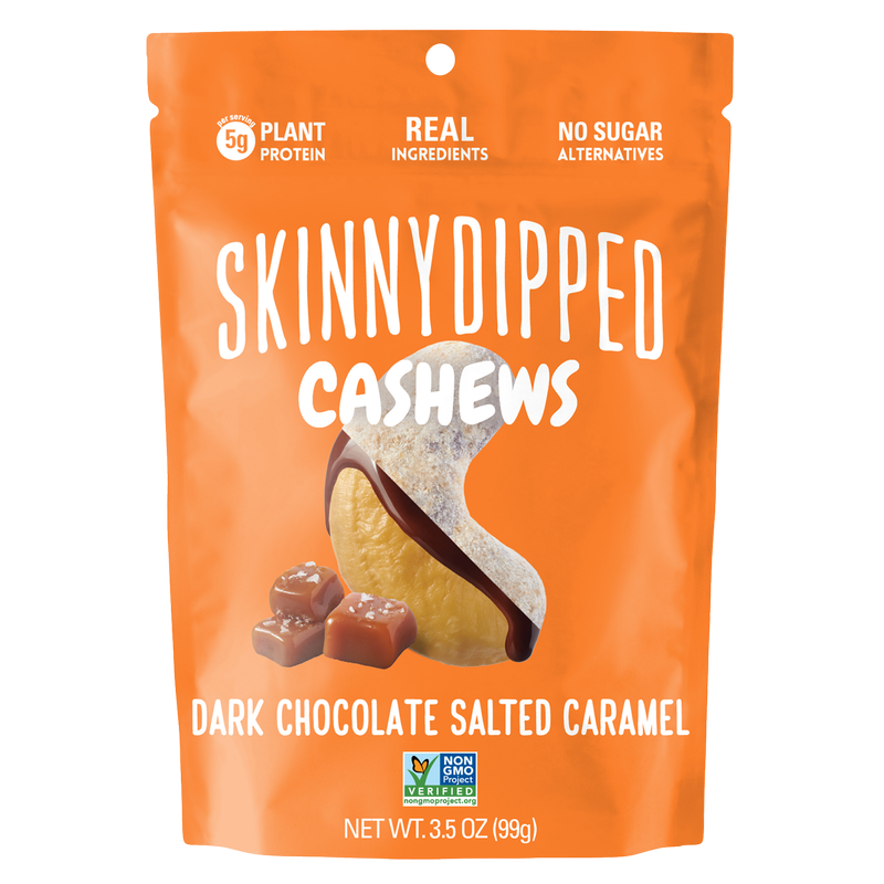 SkinnyDipped Dark Chocolate Caramel Covered Cashews 3.5oz