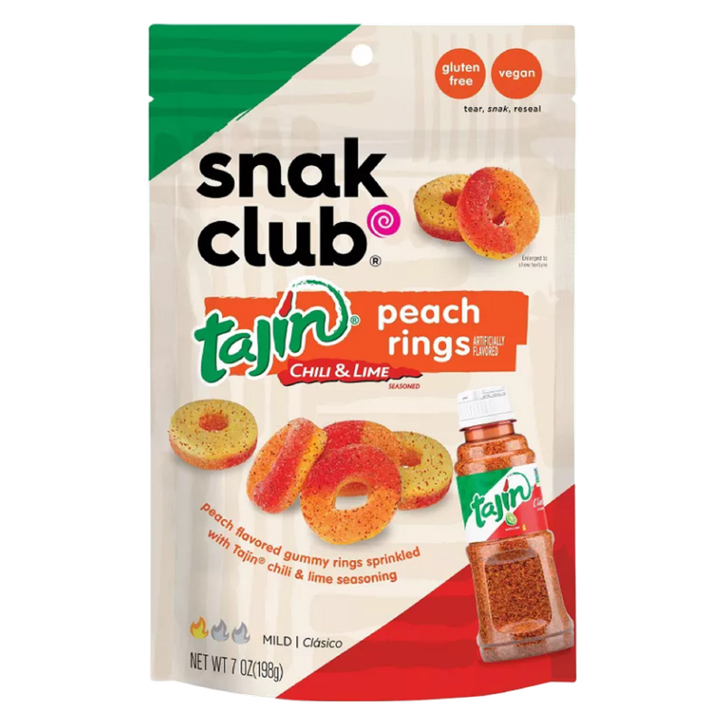 Snak Club Tajin Premium Peach Rings, 4oz