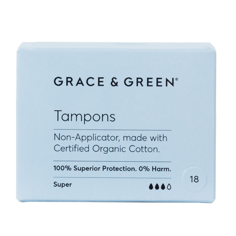 Grace & Green Organic cotton non-applicator tampon - super, 18pcs