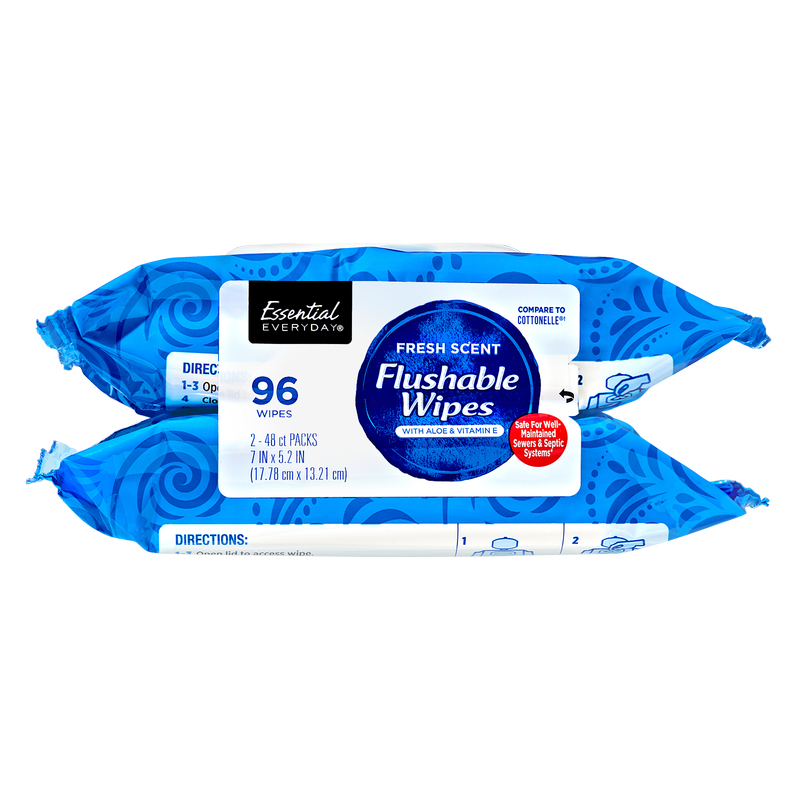 Essential Everyday Flushable Wipes 96ct