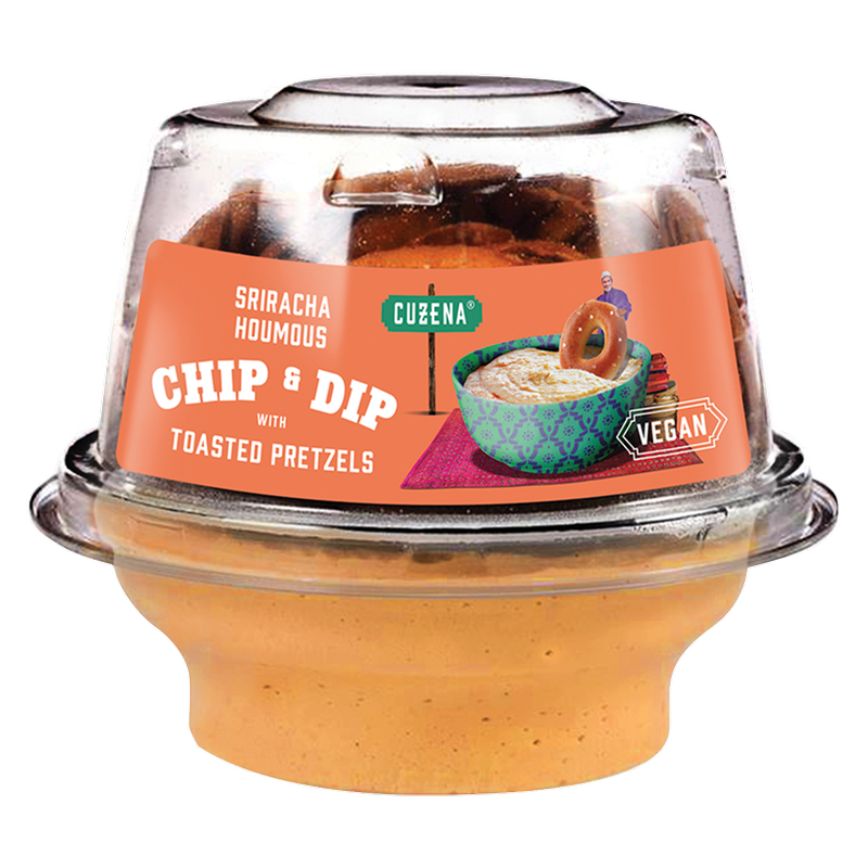 Cuzena Chip & Dip Sriracha Houmous With Toasted Pretzels, 117g